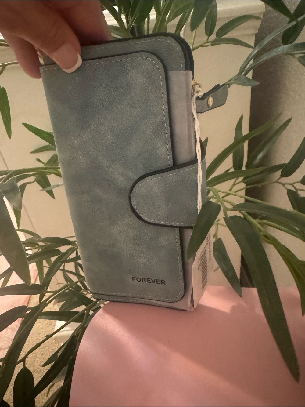 Forever Light Blue Faux Leather Wristlet Wallet